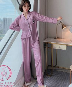 Pijama lụa tơ cao cấp họa tiết gấu Panda đơn giản PJ449 6 Pijama lụa tơ cao cấp họa tiết gấu Panda đơn giản PJ449 11