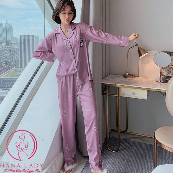 Pijama lụa tơ cao cấp họa tiết gấu Panda đơn giản PJ449 9 Pijama lụa tơ cao cấp họa tiết gấu Panda đơn giản PJ449 14