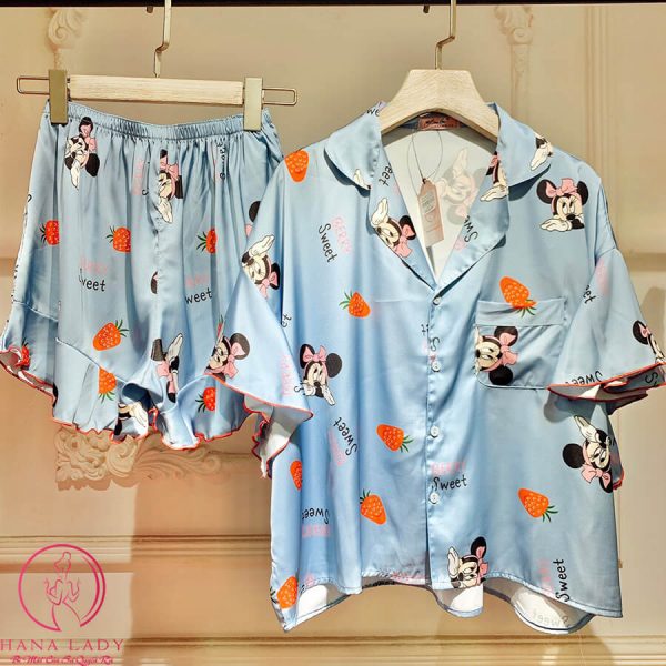 Pijama lụa cánh tiên họa tiết quả dâu cute PJ434 11