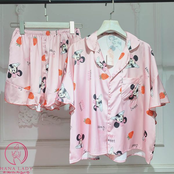 Pijama lụa cánh tiên họa tiết quả dâu cute PJ434 12