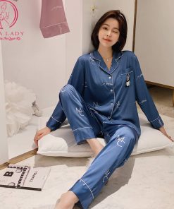 Pijama lụa tơ cao cấp họa tiết Panda sang chảnh PJ450 4 Pijama lụa tơ cao cấp họa tiết Panda sang chảnh PJ450 8