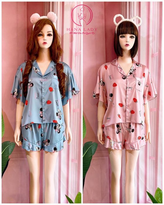 Pijama lụa cánh tiên họa tiết quả dâu cute PJ434 10