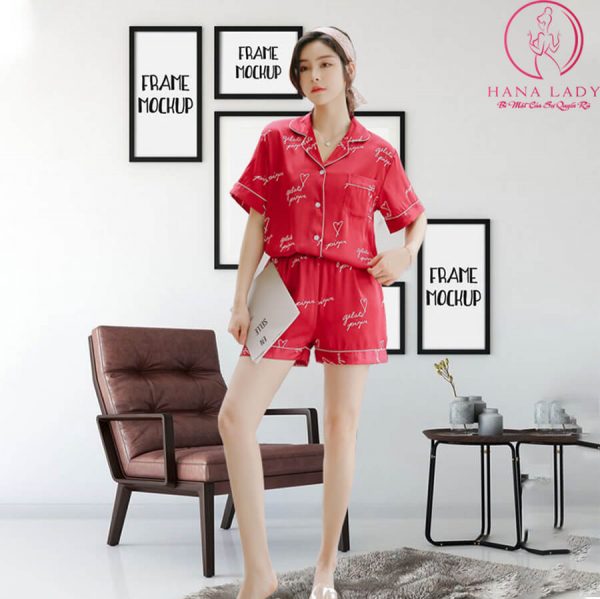 Pijama lụa tơ cao cấp họa tiết chữ PJ456 26