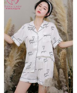 Pijama lụa tơ cao cấp họa tiết chữ PJ456 18