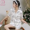 Pijama lụa tơ cao cấp họa tiết chữ PJ456 1 Pijama lụa tơ cao cấp họa tiết chữ PJ456 1