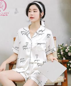 Pijama lụa tơ cao cấp họa tiết chữ PJ456 16