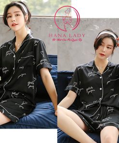 Pijama lụa tơ cao cấp họa tiết chữ PJ456 14