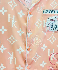 Pijama lụa họa tiết Chanel sang chảnh viền chữ siêu style - xanh PJ459BL 9 Pijama lụa họa tiết Chanel sang chảnh viền chữ siêu style - xanh PJ459BL 18