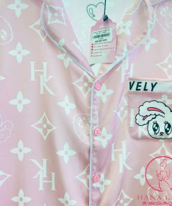 Pijama lụa họa tiết Chanel sang chảnh viền chữ siêu style - xanh PJ459BL 7 Pijama lụa họa tiết Chanel sang chảnh viền chữ siêu style - xanh PJ459BL 16