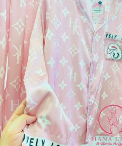 Pijama lụa họa tiết Chanel sang chảnh viền chữ siêu style - xanh PJ459BL 8 Pijama lụa họa tiết Chanel sang chảnh viền chữ siêu style - xanh PJ459BL 17
