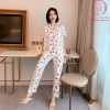 Pijama lụa tơ họa tiết quả đào tay cộc cao cấp PJ469 2 Pijama lụa tơ họa tiết quả đào tay cộc cao cấp PJ469 2