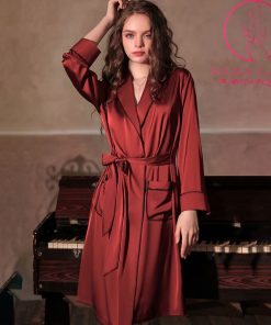 Áo choàng ngủ lụa dáng dài cao cấp VN434 8 Áo choàng ngủ lụa dáng dài cao cấp VN434 16