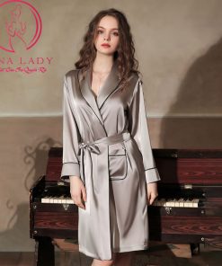 Áo choàng ngủ lụa dáng dài cao cấp VN434 3 Áo choàng ngủ lụa dáng dài cao cấp VN434 11