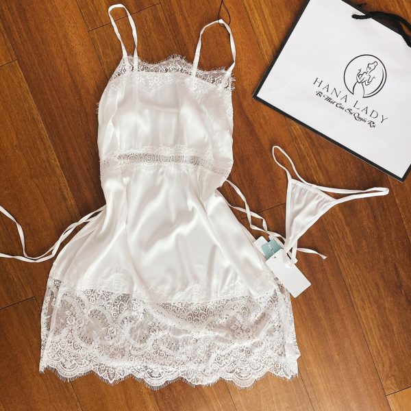 Váy ngủ lụa xẻ tà phối ren cao cấp VN433 13 Váy ngủ lụa xẻ tà phối ren cao cấp VN433 21