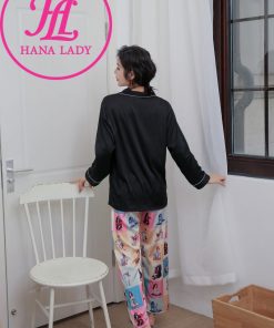 Pijama lụa tơ cao cấp họa tiết phối hình hiện đại PJ054 7 Pijama lụa tơ cao cấp họa tiết phối hình hiện đại PJ054 14