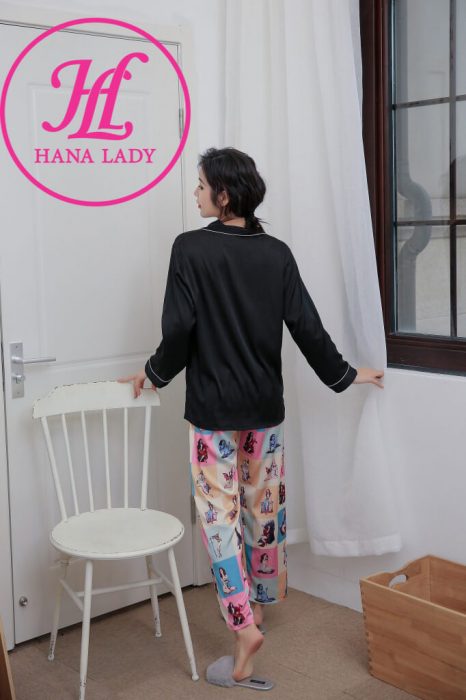 Pijama lụa tơ cao cấp họa tiết phối hình hiện đại PJ054 11 Pijama lụa tơ cao cấp họa tiết phối hình hiện đại PJ054 18