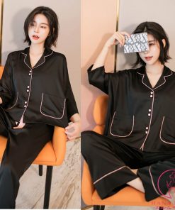 Pijama lụa tơ cánh tiên 2 túi trơn cao cấp PJ470 14