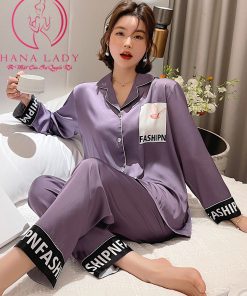 Pijama lụa tơ trơn phối chữ cao cấp PJ477 3 Pijama lụa tơ trơn phối chữ cao cấp PJ477 9