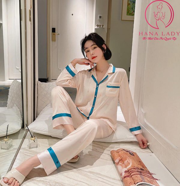 Pijama lụa tơ phối viện họa tiết nhí cao cấp PJ478 6 Pijama lụa tơ phối viện họa tiết nhí cao cấp PJ478 10