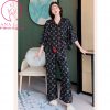 Pijama đồ ngủ lụa tơ cánh tiên cao cấp họa tiết chanel đen sang chảnh PJ472 2
