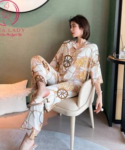 Pijama lụa cánh tiên cao cấp họa tiết sang chảnh PJ474 10