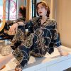 Pijama lụa tơ cánh tiên cao cấp họa tiết sang chảnh PJ475 2 Pijama lụa tơ cánh tiên cao cấp họa tiết sang chảnh PJ475 2