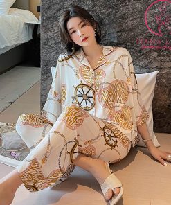 Pijama lụa cánh tiên cao cấp họa tiết sang chảnh PJ474 12