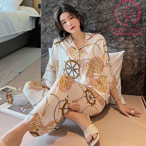 Pijama lụa cánh tiên cao cấp họa tiết sang chảnh PJ474 15