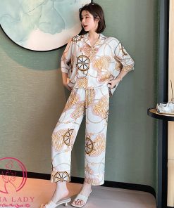Pijama lụa cánh tiên cao cấp họa tiết sang chảnh PJ474 11