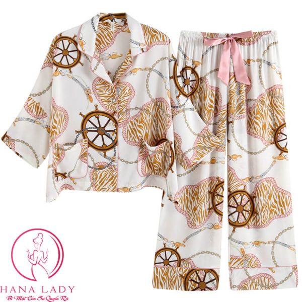 Pijama lụa cánh tiên cao cấp họa tiết sang chảnh PJ474 16