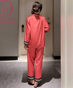 Pijama lụa tơ trơn phối chữ cao cấp PJ477 5 Pijama lụa tơ trơn phối chữ cao cấp PJ477 11