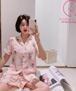 Đồ ngủ pijama lụa tơ họa tiết voi hồng cao cấp PJ486 6 Đồ ngủ pijama lụa tơ họa tiết voi hồng cao cấp PJ486 12