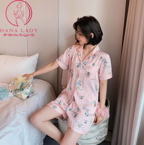 Đồ ngủ pijama lụa tơ họa tiết voi hồng cao cấp PJ486 8 Đồ ngủ pijama lụa tơ họa tiết voi hồng cao cấp PJ486 14