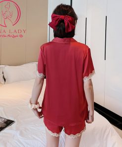 Đồ ngủ pijama lụa tơ cao cấp phối ren mềm mịn PJ489 17