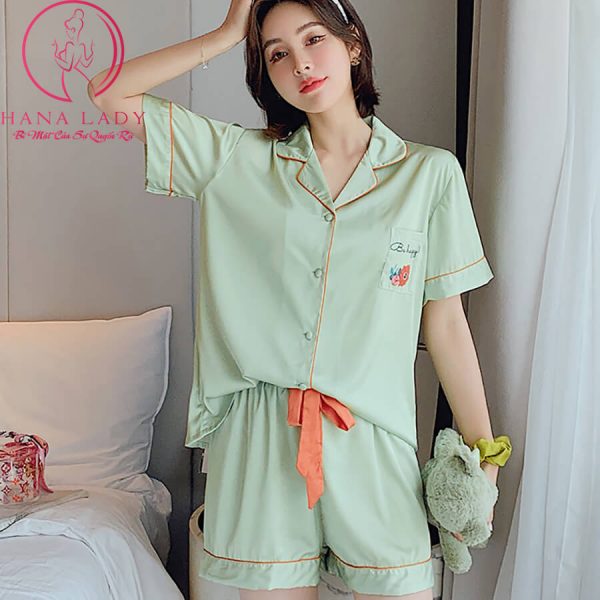 Pijama lụa tơ cao cấp túi phối sang chảnh PJ490 18