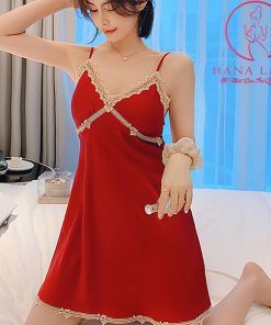 Váy ngủ lụa phối viền ngực trơn cao cấp (có mút ngực) VN441 14