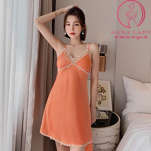 Váy ngủ lụa phối viền ngực trơn cao cấp (có mút ngực) VN441 22
