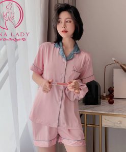 Đồ ngủ pijama lụa tơ trơn cổ phối màu cao cấp PJ492 5 Đồ ngủ pijama lụa tơ trơn cổ phối màu cao cấp PJ492 10