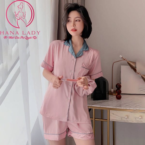 Đồ ngủ pijama lụa tơ trơn cổ phối màu cao cấp PJ492 9 Đồ ngủ pijama lụa tơ trơn cổ phối màu cao cấp PJ492 14