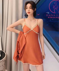 Váy ngủ lụa phối viền ngực trơn cao cấp (có mút ngực) VN441 17