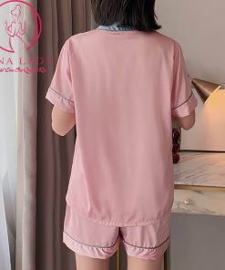 Đồ ngủ pijama lụa tơ trơn cổ phối màu cao cấp PJ492 4 Đồ ngủ pijama lụa tơ trơn cổ phối màu cao cấp PJ492 9