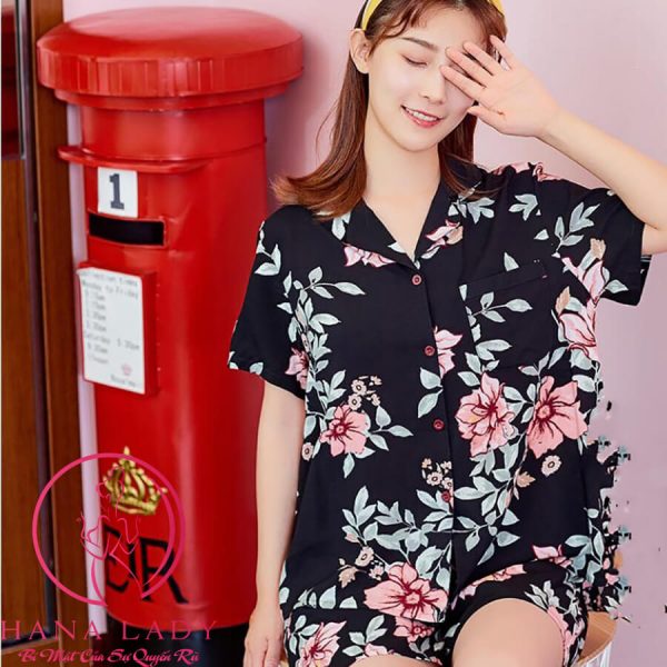 Pijama lụa tơ họa tiết hoa cao cấp PJ491 8 Pijama lụa tơ họa tiết hoa cao cấp PJ491 12