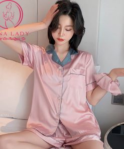 Đồ ngủ pijama lụa tơ trơn cổ phối màu cao cấp PJ492 6 Đồ ngủ pijama lụa tơ trơn cổ phối màu cao cấp PJ492 11