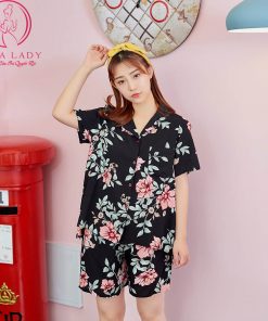 Pijama lụa tơ họa tiết hoa cao cấp PJ491 4 Pijama lụa tơ họa tiết hoa cao cấp PJ491 8