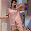 Đồ ngủ pijama lụa tơ trơn cổ phối màu cao cấp PJ492 1 Đồ ngủ pijama lụa tơ trơn cổ phối màu cao cấp PJ492 1