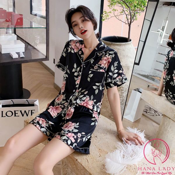 Pijama lụa tơ họa tiết hoa cao cấp PJ491 6 Pijama lụa tơ họa tiết hoa cao cấp PJ491 10