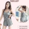 Bộ ngủ 2 dây mặc nhà thun cotton siêu mát - Xám VN409X 2 Bộ ngủ 2 dây mặc nhà thun cotton siêu mát - Xám VN409X 2