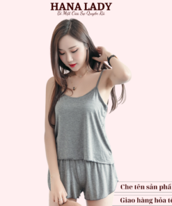 Bộ ngủ 2 dây mặc nhà thun cotton siêu mát - Xám VN409X 5 Bộ ngủ 2 dây mặc nhà thun cotton siêu mát - Xám VN409X 14