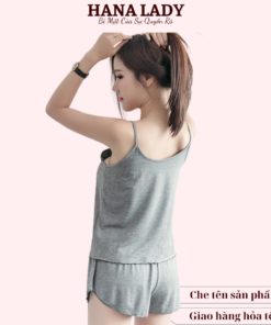 Bộ ngủ 2 dây mặc nhà thun cotton siêu mát - Xám VN409X 4 Bộ ngủ 2 dây mặc nhà thun cotton siêu mát - Xám VN409X 13