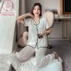 Pijama lụa tơ phối viền cao cấp PJ495 1 Pijama lụa tơ phối viền cao cấp PJ495 1